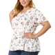 thumbnail image 1 of Women's Plus Size Top Floral Pintuck Half Placket Elastic Waist Flare Sleeve Peasant Shirt White 3X, 1 of 7