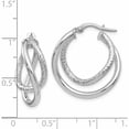 thumbnail image 3 of 10K White Gold Jbsp's Polished And Textured Fancy Hoop Earrings (23 X 14) Made In Italy 10le247, 3 of 6