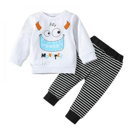 

BULLPIANO Toddler Baby Boy Halloween Outfits Sweatshirt Top and Pant Set Infant Long Sleeve Clothes
