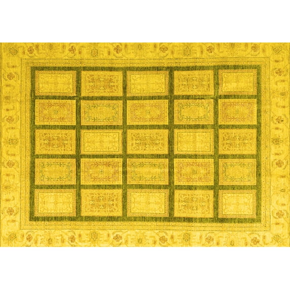 Ahgly Company Indoor Rectangle Abstract Yellow Modern Area Rugs, 7' x 10'