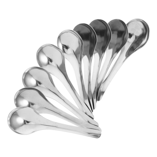 10 cucharas soperas de acero inoxidable, cucharas de mesa, cucharas hondas, cucharas de postre, cucharas de comida para bufé, para ramen, cereales, wonton y dumplings