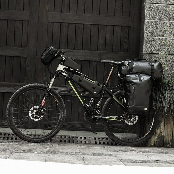 Alforjas de bicicleta a prueba de agua 25L Bolsa de maletero de asiento trasero duradero para bicicleta Alforjas de sillín trasero de bicicleta Negro 1 Macarena Paquete de soporte trasero para bicicleta