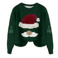 thumbnail image 4 of BODOAO Christmas Sweater for Women Cute Santa Xmas Sweatshirts Novelty Funny Long Sleeve Creweck Knit Sweaters Knitted Pullover Funny Graphic Fall Casual Loose Fit Tops 2025 Blackish Green L, 4 of 4