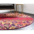 thumbnail image 2 of Unique Loom Medici Collection Vibrant Colors Abstract Botanical Red Round Rug (6 0 x 6 0), 2 of 5