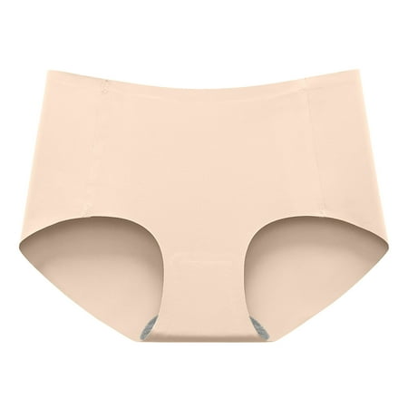 Hamky Womens Underwear Cotton Underwear Solid Underwear Silk Non- Color Ice Women s Breathable Midwaist Seamless Underwear Hipster Panties Beige M