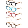 EFE Reading Glasses 5 Pack Wooden Lightweight Blue Light Blocking Readers for Women Men