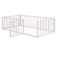 thumbnail image 5 of Aukfa Twin Size Metal Bed Frame with with Fence and Door, Floor Bed for Kids Toddler, Pink, 5 of 8
