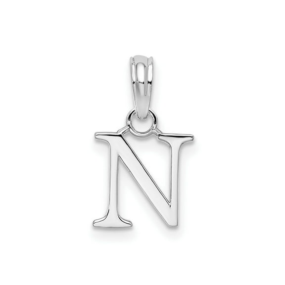 FJC Finejewelers 925 Sterling Silver Rhodium Plated Polished Block Initial -N- Charm