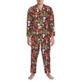 thumbnail image 3 of Fotbe Mushrooms And Leaves Pattern Long Sleeve Pajama Set for Men,Sleepwear Set,2-piece Loungewear Set,Soft PJs Comfy Nightwear with Pockets-Medium, 3 of 7