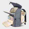 thumbnail image 2 of Sunveno Canvas Diaper Bag Backpack Large Capacity Nappy Bag Multifunction Waterproof Nursing Bag Travel Backpack, Gray, 2 of 9
