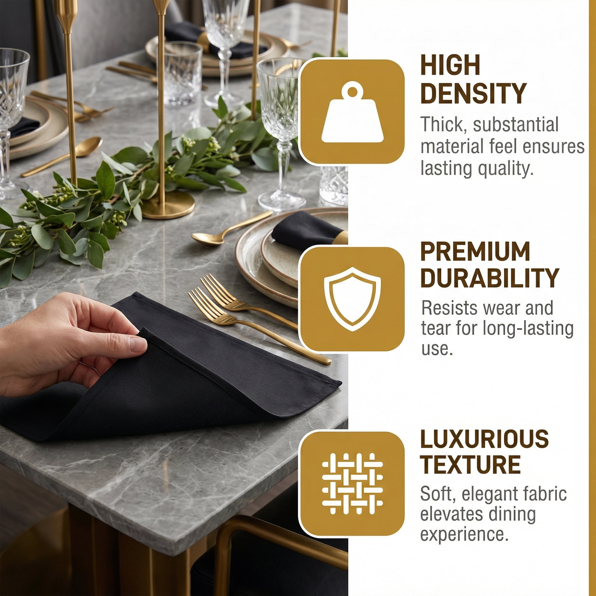 Unique Bargains 12Pcs Cotton Washable Reusable Dinner Napkins Black