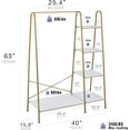 thumbnail image 2 of Clothes Rack, Clothing Rack for Hanging Clothes Heavy Duty Garment Rack with 5 Wood Shelves Freestanding Portable Closet Organizer for Bedroom/Entryway/Boutiques，Gold, 2 of 14