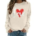 thumbnail image 6 of YueHuiYing Women's Oversized Hoodless Sweatshirt with Red Heart Pattern Print Crew Neck Long Sleeve Spring/Summer Valentine's Day Casual Versatile Top, 6 of 9