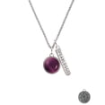 thumbnail image 2 of Delight Jewelry Silvertone Round - Imitation Cat's Eye - Purple - Silvertone Fearless Bar Charm Necklace, 23", 2 of 4