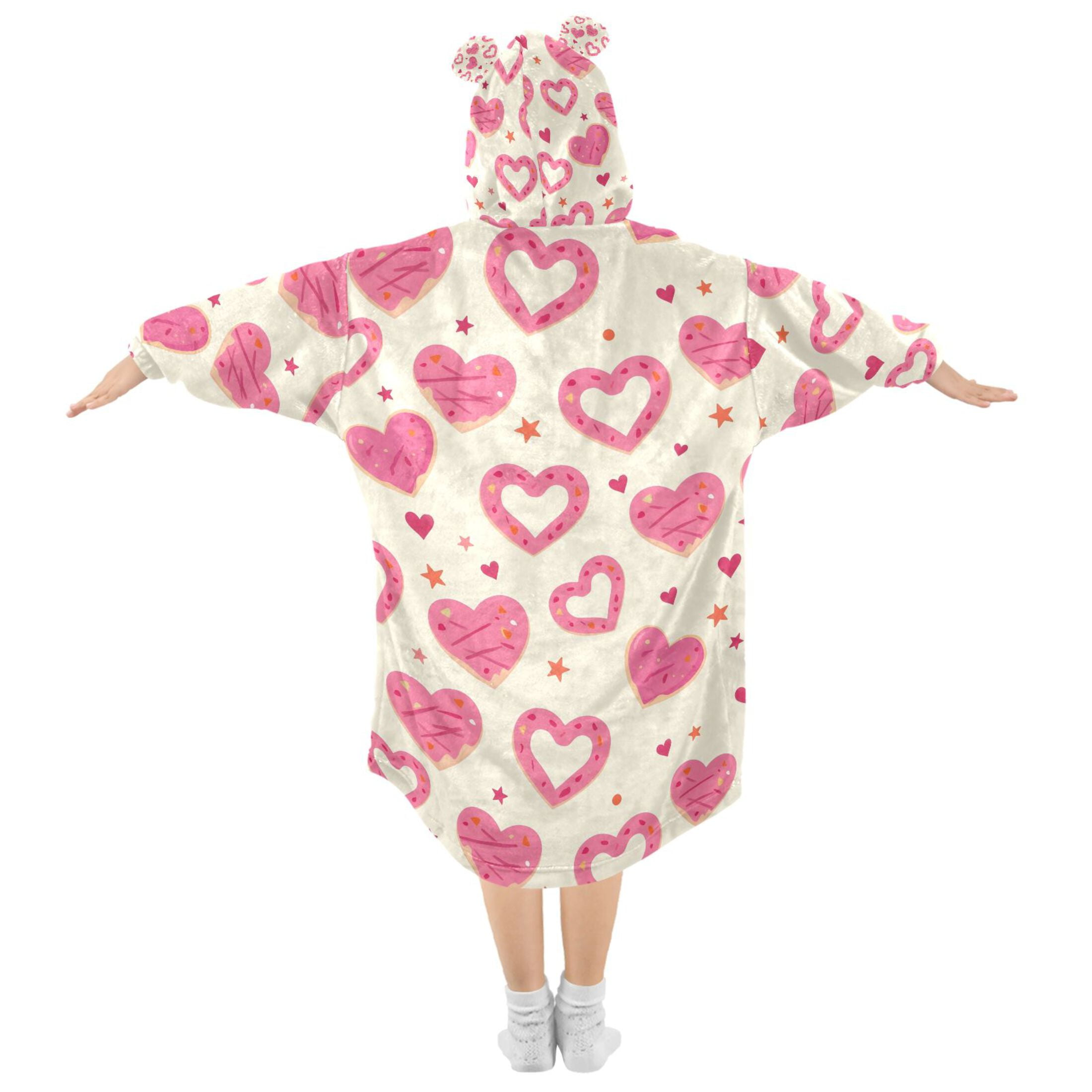 joogoo Blanket Hoodie Heart Donuts for Oversize Sweatshirt Boys Girls 3-14 YR L