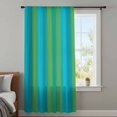 thumbnail image 4 of Green Blue Ombre Sheer Curtains 45 Inches Long, Color Gradient Vertical Stripes Light Filering Curtains, Breathable Simi Curtain Privacy Drapes for Kitchen Bathroom Lightweight Small Window Treatment, 4 of 9
