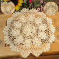 thumbnail image 3 of Napperon Fleur Crocheté Fait Main Rétro Napperon Rond Creux en Coton, 3 of 5