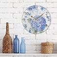 thumbnail image 3 of 10" Artistic Round Wall Decorative Desk Clock Wall Clock Home Decor Blue Hydrangea Pattern, 3 of 6