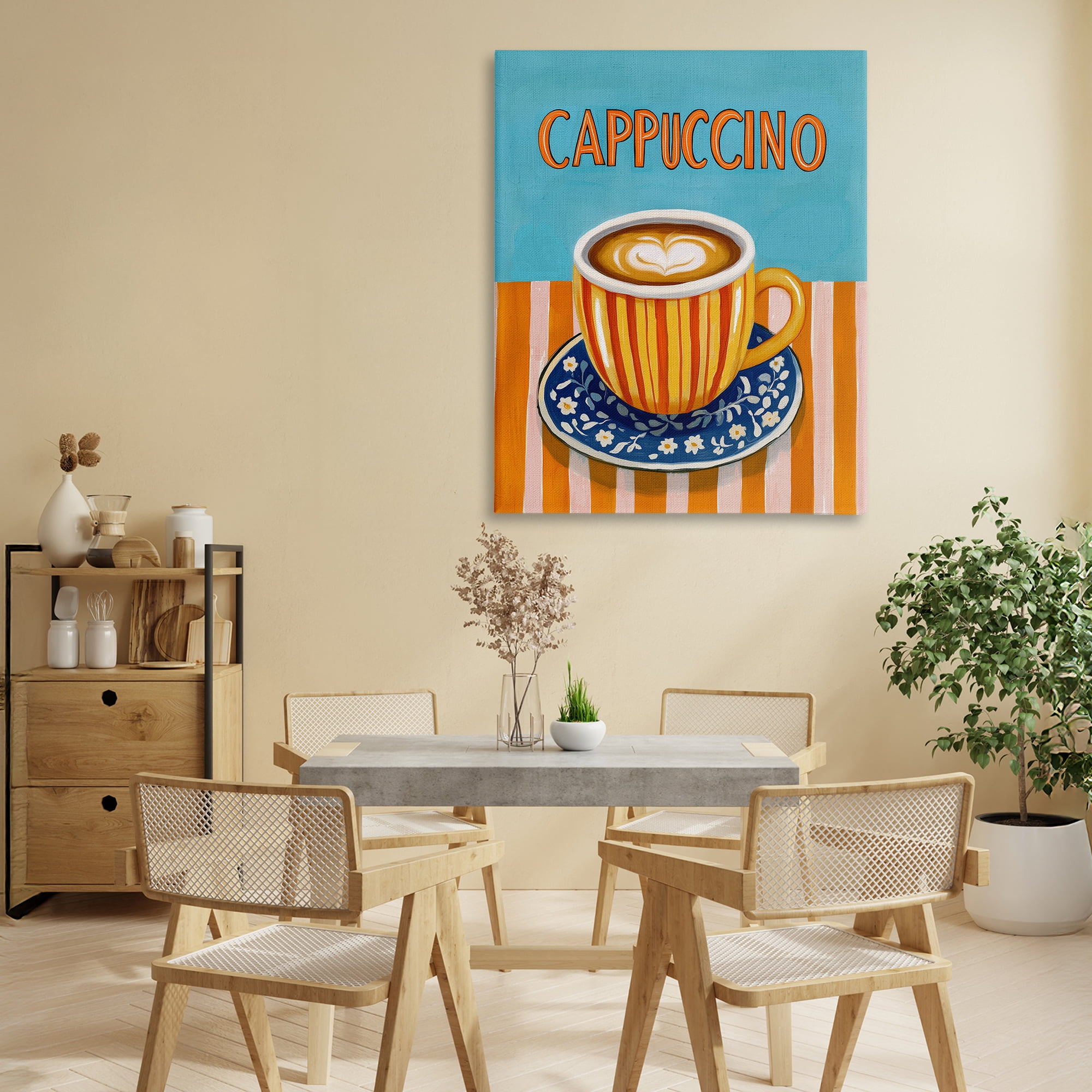 Stupell Industries Cappuccino Stripes Blue & Orange Canvas Wall Art, design by Yen