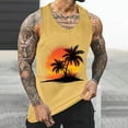 thumbnail image 2 of ZCFZJW Mens Tropical Palm Tree Print Summer Sleeveless Fitness Vest Big and Tall Regular Fit Bodybuilding Stringers Workout Tank Tops Yellow XL, 2 of 5