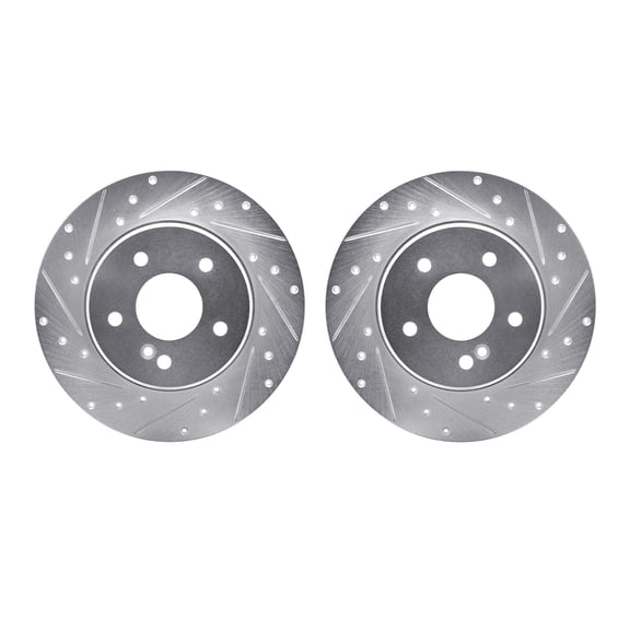 Dynamic Friction Company Rear Brake Rotors-Drilled and Slotted-Silver 7002-63119