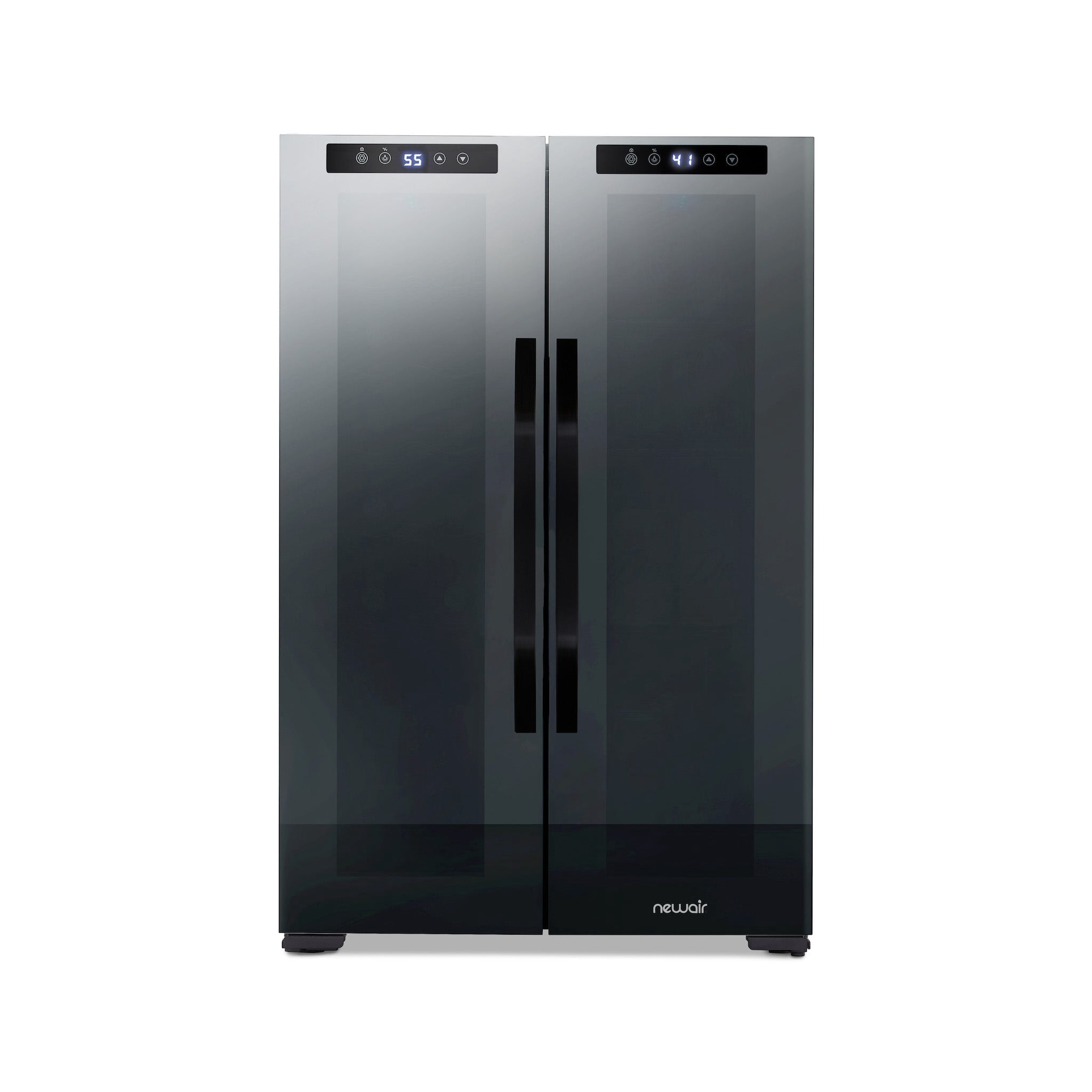 Newair® Shadowᵀᴹ Series Wine Cooler Refrigerator 12 Bottle & 39 Can Dual Temperature Zones, Freestanding Mirrored Wine and Beverage Fridge with Double-Layer Tempered Glass Door