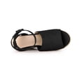 thumbnail image 4 of BLISSFUL STEP Women's Slingback Open Toe Buckle Espadrille Wedge Heel Sandals Black 7, 4 of 8