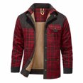 thumbnail image 4 of BLTIBY 2025 Mens Flannel Fleece Shirt Jacket Fall Winter Plaid Printed Thicked Long Sleeve Coat Button Down Thick Outwear with Pockets Red XL, 4 of 5