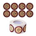 thumbnail image 2 of kurtrusly Decoration Label Sticker Festive Topic Red Grid Gift Box Sticker Kraft Paper Merry Christmas Slogan Decorative Sticker Roll for Festival Christmas Gift, 2 of 9