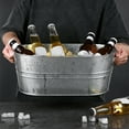 thumbnail image 5 of White Oval Galvanized Iron Ice Bucket, 15.55x9.25x6.29in, Portable for Parties, Large Capacity for Beer Beverages, 5 of 6