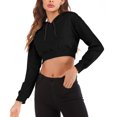 thumbnail image 6 of QUYUON Cropped Sweatshirts for Women Casual Long Sleeve Crop Top Hoodies Pullover Shirts Drawstring Elastic Waist Crop Hooded Sweatshirts Tops Athletic Hoodies Fashion Cute Sweatshirts Black M, 6 of 8