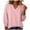 Pink, variant on JOANKDMI Women's Solid Basic Tees V Neck 3/4 Sleeve Tops Casual Loose Fit Shirts Dressy Blouses with Ruched Cuffs Details Fall Fashion Everyday Outfit
