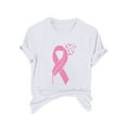 thumbnail image 2 of CLOISE Cancer Shirts for Women Short Sleeve Crewneck Tee Shirts Ribbon Oversized Breast Cancer Support Tops Cute Casual Tshirts Cancer Awareness Outfits White S, 2 of 4