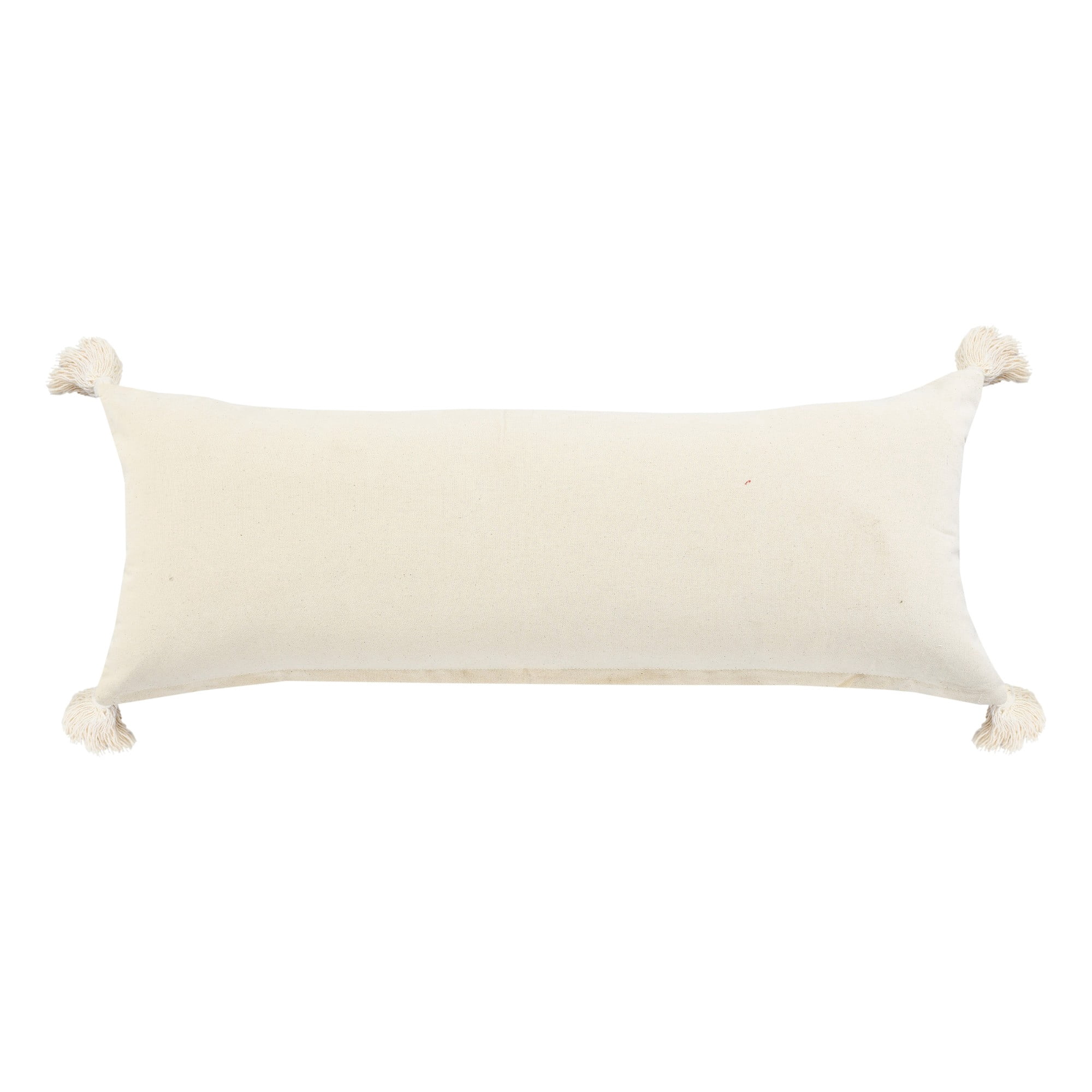 Laddha Home Designs Hand Stitched Striped Cotton Lumbar Pillow Cover - 36" - White and Blue
