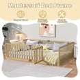 thumbnail image 4 of Sesslife Full Size Floor Bed with High Fence & Door, Wood Toddler Bed with Salts and 21.5” Safety Guardrails, Montessori Floor Bed, Full Bed Frame for Kids Boys Girls, No Box Spring Needed, Natural, 4 of 6