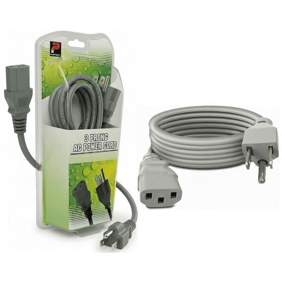Universal 3‑Prong AC Power Cord, Replacement Power Cable for TVs, Monitors, PCs, Printers, Game Consoles & Electronics – NEMA 5‑15P to IEC‑C13, Gray