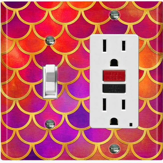 Metal Light Switch Plate Outlet Cover Mermaid Red Purple MER011
