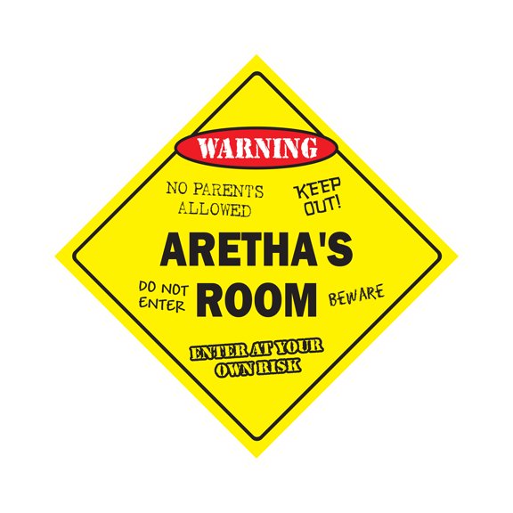 Aretha's Room Sign Crossing Zone Xing | Indoor/Outdoor | 14" Tall kids bedroom decor door children's name boy girl