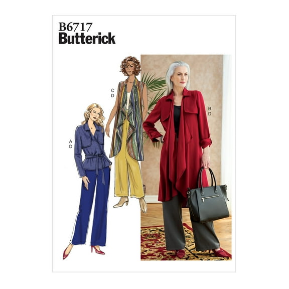 Butterick Pattern: Misses' Jacket, Sash, Coat, Vest, & Pants Sizes L-XL-XXL