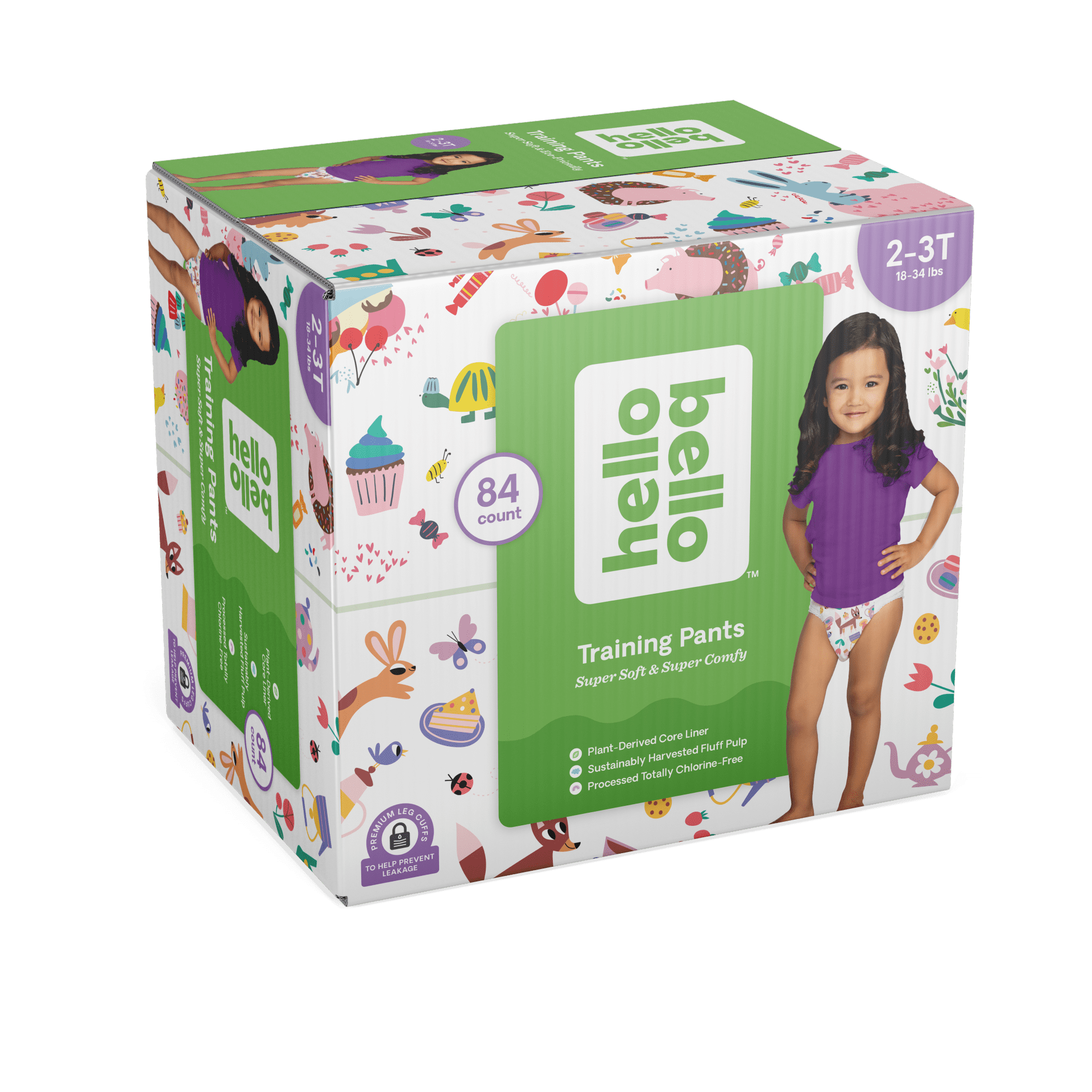 Hello Bello Training Pants I Plant Based and Flexible Potty Training Disposable Diapers for Babies and Toddlers I Sugar Rush & Tea Time I Size Medium (2T-3T) I 84 Count