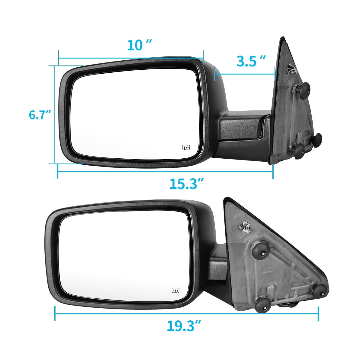 Ledkingdomus Tow Mirrors for Dodge Ram 09-18 1500 10-17 2500 3500 Power Heated LED Signal