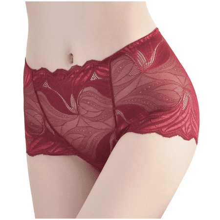 Fulorrnie Underwear for Women Comfort Cheeky Breathable High Waisted Panties Cute Ventilated Panty  Wine  L