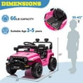 thumbnail image 3 of Zimtown 12V Kids Ride On Truck Car w/Parent Remote Control, Spring Suspension, LED Lights, Pink, 3 of 8