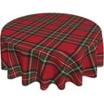 thumbnail image 1 of Checkered Christmas Tablecloth Round 60 Inch,Red Green Retro Plaid Table Cloth,Stain Resistance Polyester Winter Xmas Holiday Table Covers for Kitchen Dining,Small Tablecloth for Parties Picnic, 1 of 5