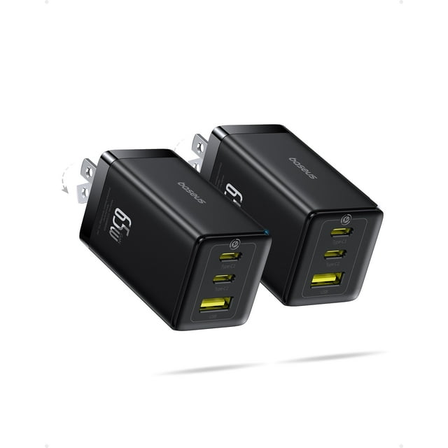 Cargador Baseus 2 Pack de 65 W USB C PPS de 3 puertos para MacBook, iPad