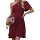 thumbnail image 4 of SAYOO , vestidos de noche de verano para mujer, color sólido, un hombro, volantes, minivestido de fiesta para mujer SAYOO Moda, 4 of 9