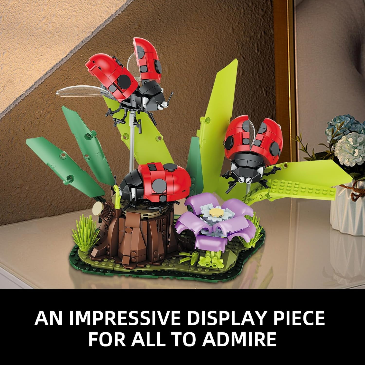 PISONIC Flowers & Ladybug Insect Collection Building Set, Insects and Tree Plants for Nature Decor, Ideas Gift Bug Building Toy for Adults Boys Girls (741 PCS)