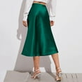 thumbnail image 3 of SXcggal Womens High Waist Midi Skirt Solid Color Satin Dress Zipper Elegant Summer Skirts Stylish Comfortable Distinctive Women's Skirt, 3 of 7