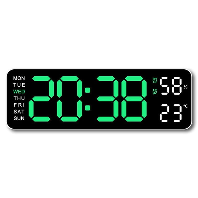 Avec Calendrier Date Température LED Grand Affichage Horloge Murale USB Alarme B1C3