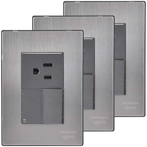 Apagador de Escalera Armado Inoxium1E1COxford 3Pzas Contacto/Apagador Escalera 125-250VCA 10/15A 50/60Hz Plateado/Oxford
